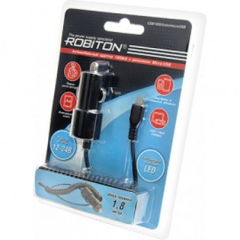 Адаптер/блок питания автомобильный ROBITON USB1000/Auto/microUSB
